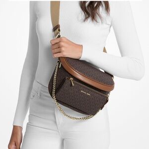 New Michael Kors Slater Brown Signature Sling Pack Bag